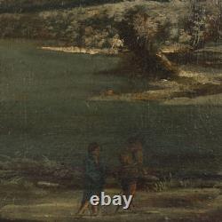 Tableau Ancien Paysage d'Hiver Huile sur Toile'700-'800 Original