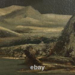 Tableau Ancien Paysage d'Hiver Huile sur Toile'700-'800 Original