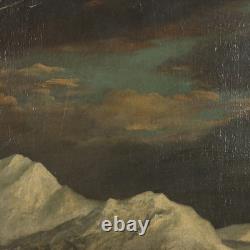 Tableau Ancien Paysage d'Hiver Huile sur Toile'700-'800 Original
