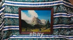 Tableau Ancien Peinture Huile Bois Ecole de Barbizon Montagne Alpes Suisse Neige