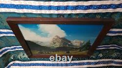 Tableau Ancien Peinture Huile Bois Ecole de Barbizon Montagne Alpes Suisse Neige