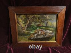 Tableau Ancien Peinture Huile Bois HSP Ecole Francaise de Barbizon Foret XIX 19