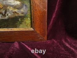 Tableau Ancien Peinture Huile Bois HSP Ecole Francaise de Barbizon Foret XIX 19