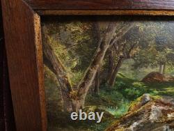 Tableau Ancien Peinture Huile Bois HSP Ecole Francaise de Barbizon Foret XIX 19