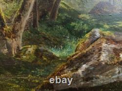 Tableau Ancien Peinture Huile Bois HSP Ecole Francaise de Barbizon Foret XIX 19