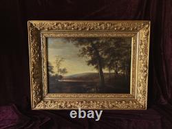 Tableau Ancien Peinture Huile Ecole Flamande de Barbizon XVII XVIII Cadre Dore