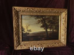 Tableau Ancien Peinture Huile Ecole Flamande de Barbizon XVII XVIII Cadre Dore