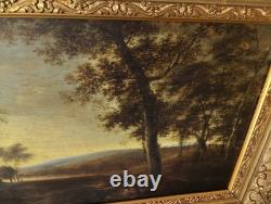 Tableau Ancien Peinture Huile Ecole Flamande de Barbizon XVII XVIII Cadre Dore