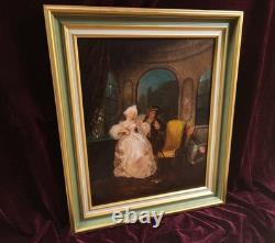 Tableau Ancien Peinture Huile Ecole Francaise Scene de Genre Rococo Louis XV XIX