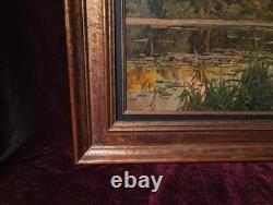 Tableau Ancien Peinture Huile Ecole Francaise de Barbizon XIX Cadre Bois Dore