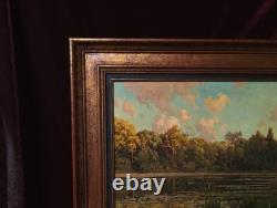 Tableau Ancien Peinture Huile Ecole Francaise de Barbizon XIX Cadre Bois Dore