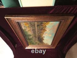 Tableau Ancien Peinture Huile Ecole Francaise de Barbizon XIX Cadre Bois Dore
