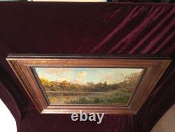 Tableau Ancien Peinture Huile Ecole Francaise de Barbizon XIX Cadre Bois Dore