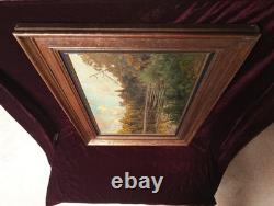 Tableau Ancien Peinture Huile Ecole Francaise de Barbizon XIX Cadre Bois Dore
