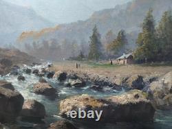 Tableau Ancien Peinture Huile Ecole de Barbizon Montagne Levigne Godchaux XIX
