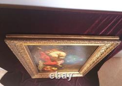 Tableau Ancien Peinture Huile HST Ecole Francaise Fruit Legume Cadre Dore XIX 19