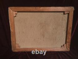 Tableau Ancien Peinture Huile HST Neige Montagne Ecole Flamande de Barbizon XIX