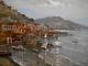Tableau Ancien Peinture Huile Sur Panneau Marine Bord De Mer Bateau Italien Port