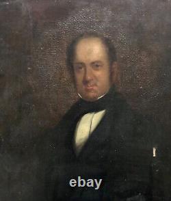 Tableau Ancien, Portrait De Gentilhomme, Huile Sur Toile, Peinture, XIXe