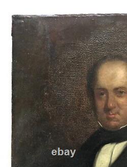 Tableau Ancien, Portrait De Gentilhomme, Huile Sur Toile, Peinture, XIXe