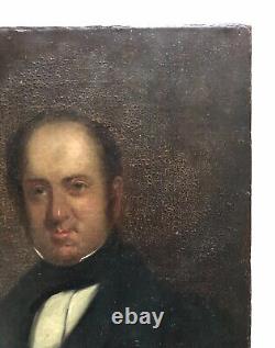 Tableau Ancien, Portrait De Gentilhomme, Huile Sur Toile, Peinture, XIXe