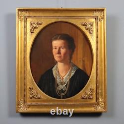 Tableau Ancien Portrait Féminin Huile sur Toile Italie XIXe Siècle Original