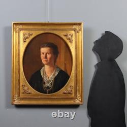 Tableau Ancien Portrait Féminin Huile sur Toile Italie XIXe Siècle Original