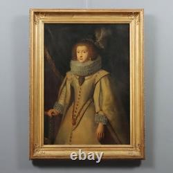 Tableau Ancien Portrait d'une Femme Noble Huile sur Toile'800 Original