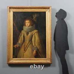 Tableau Ancien Portrait d'une Femme Noble Huile sur Toile'800 Original