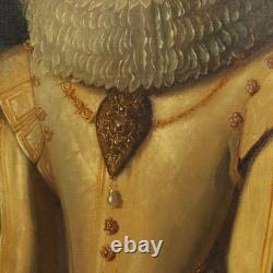 Tableau Ancien Portrait d'une Femme Noble Huile sur Toile'800 Original