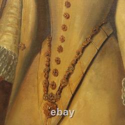 Tableau Ancien Portrait d'une Femme Noble Huile sur Toile'800 Original