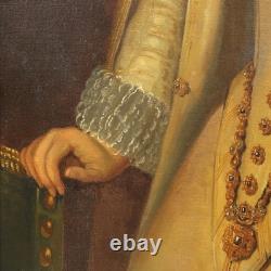 Tableau Ancien Portrait d'une Femme Noble Huile sur Toile'800 Original