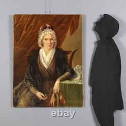 Tableau Ancien Portrait d'une Femme Noble Huile sur Toile XIXe Siècle