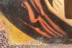 Tableau Ancien. Portrait de femme. Peinture huile sur toile. Style XlX°