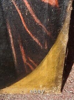 Tableau Ancien. Portrait de femme. Peinture huile sur toile. Style XlX°
