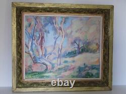 Tableau Ancien Rare 1923 Emmanuel Charles Benezit Huile Sur Toile Oliviers Be