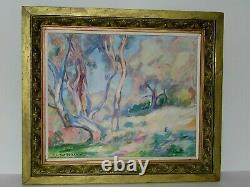 Tableau Ancien Rare 1923 Emmanuel Charles Benezit Huile Sur Toile Oliviers Be