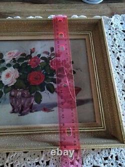 Tableau Ancien Signé, Bouquet De Fleurs, Huile Sur Toile, Peinture