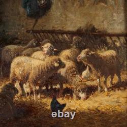Tableau Ancien Signé Charles Clair La Bergerie XIX-XXe Siècle Original