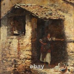 Tableau Ancien Signé Domenico Pennacchini Huile sur Panneau'800 Original