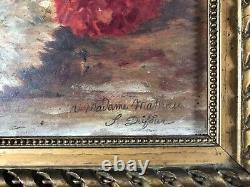 Tableau Ancien Signé Dufour, Bouquet De Fleurs, Huile Sur Panneau, Début XXe