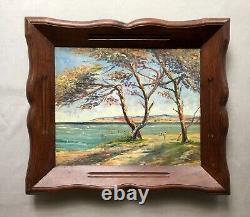 Tableau Ancien Signé, Encadré, Scène De Baignade, Huile Sur Toile, Peinture, XXe