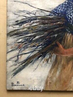 Tableau Ancien Signé Marie Jeanne Brémond, La Porteuse De Fagot, Huile Sur Toile