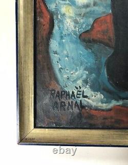 Tableau Ancien Signé Raphaël Arnal, Evocation Marine, Huile Sur Toile Datée 49