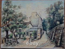 Tableau Ancien Vers 1900 Huile S/toile Sur Carton Montmartre Le Lapin A Gil