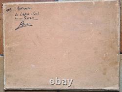 Tableau Ancien Vers 1900 Huile S/toile Sur Carton Montmartre Le Lapin A Gil