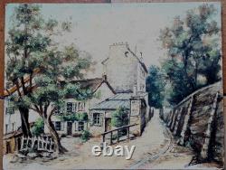 Tableau Ancien Vers 1900 Huile S/toile Sur Carton Montmartre Le Lapin A Gil