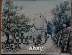 Tableau Ancien Vers 1900 Huile S/toile Sur Carton Montmartre Le Lapin A Gil
