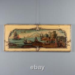 Tableau Ancien Vue du Port Huile sur Panneau XIXe Siècle Original