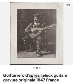 Tableau Ancien XIXEME le Musicien Guitariste Espagnol Huile Sur Toile